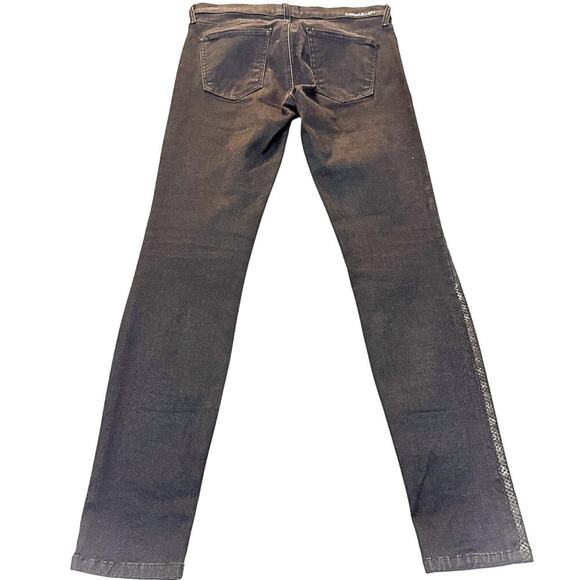 Current/Elliott The Ankle Skinny Matte Black Gunmetal Coated 80s Jeans Size 28 - Picture 3 of 8